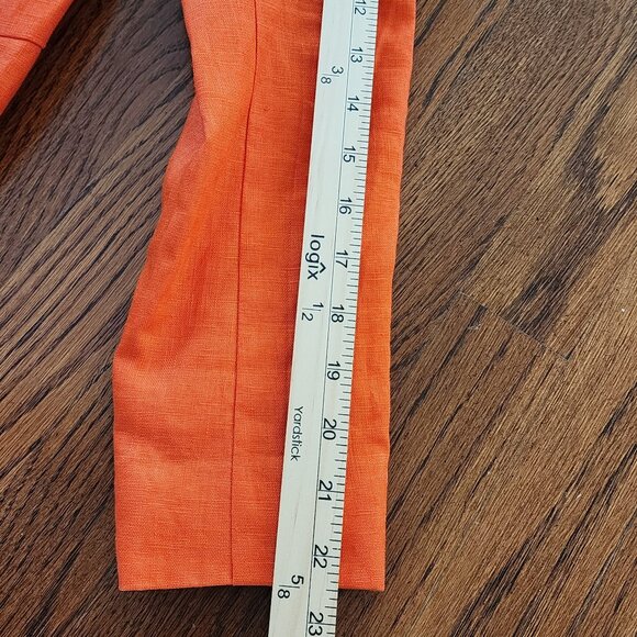 Neiman Marcus Blazer Bright Orange 100% Linen Open Front Women's Size Small - Picture 8 of 10